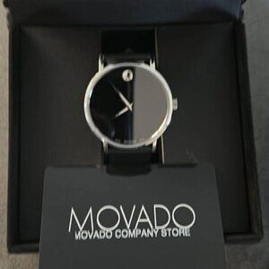 Movado Classic Museum 0607312 Black Dial Leather Strap Men's Watch - NEW IN BOX